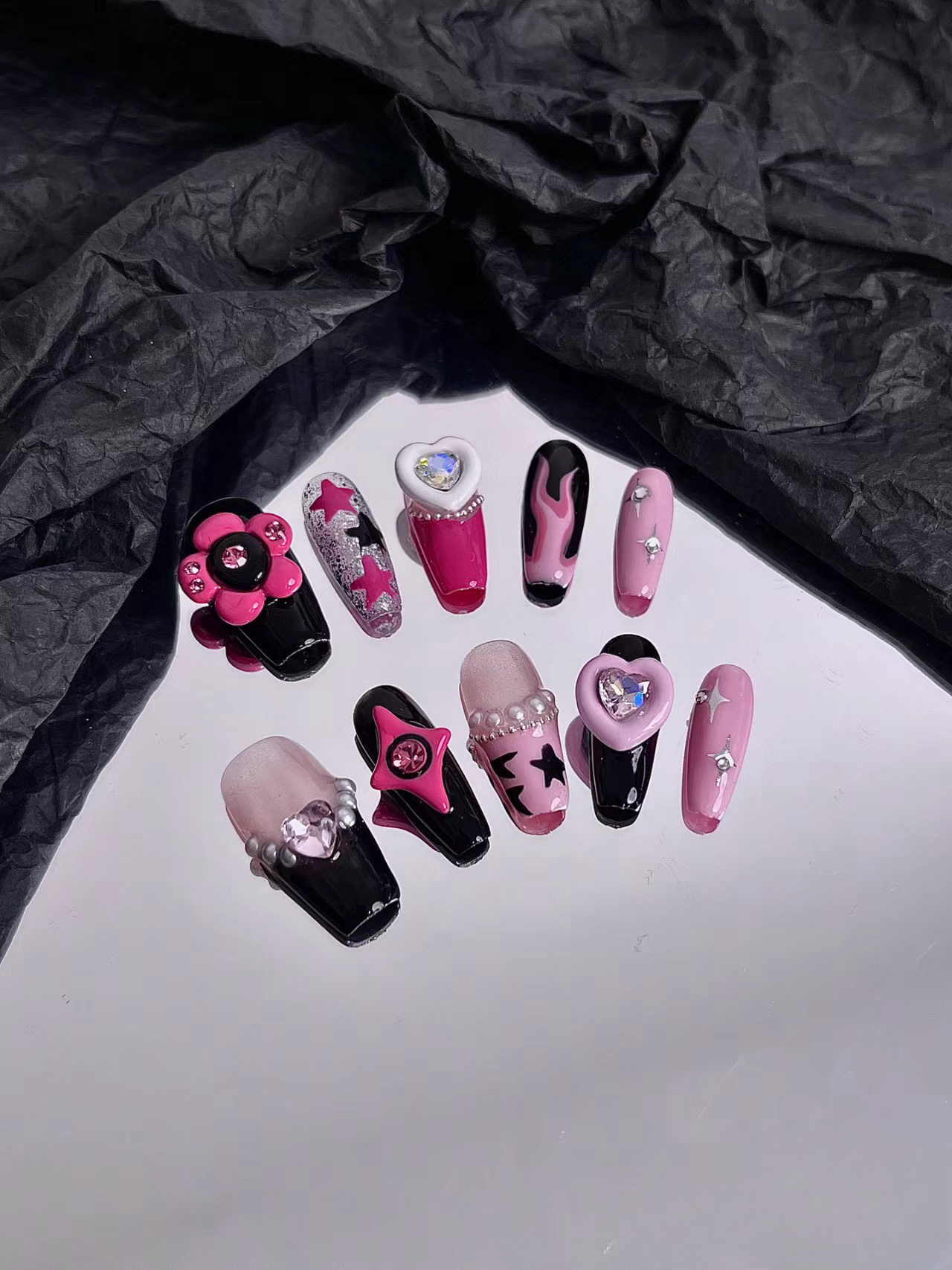 Blackpink style handmade nails | False Nails | SHOPQAQ