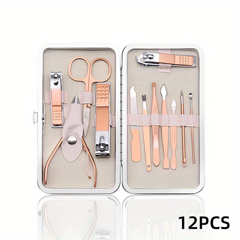 Gorgeous Rose Golden Stainless Steel Nail Clipper Set - Perfect for Professional Grooming & Manicure Art!