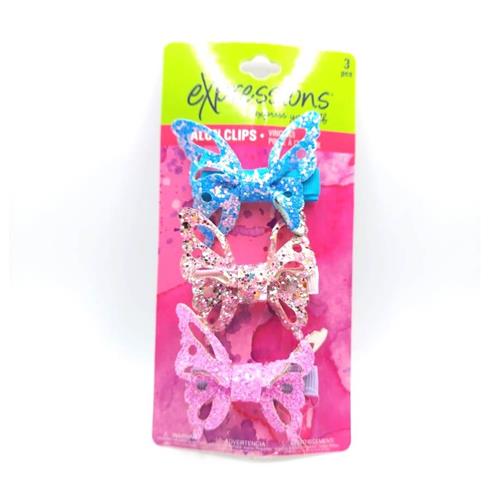 Expressions 3Pc Glitter Butterfly Salon Clips