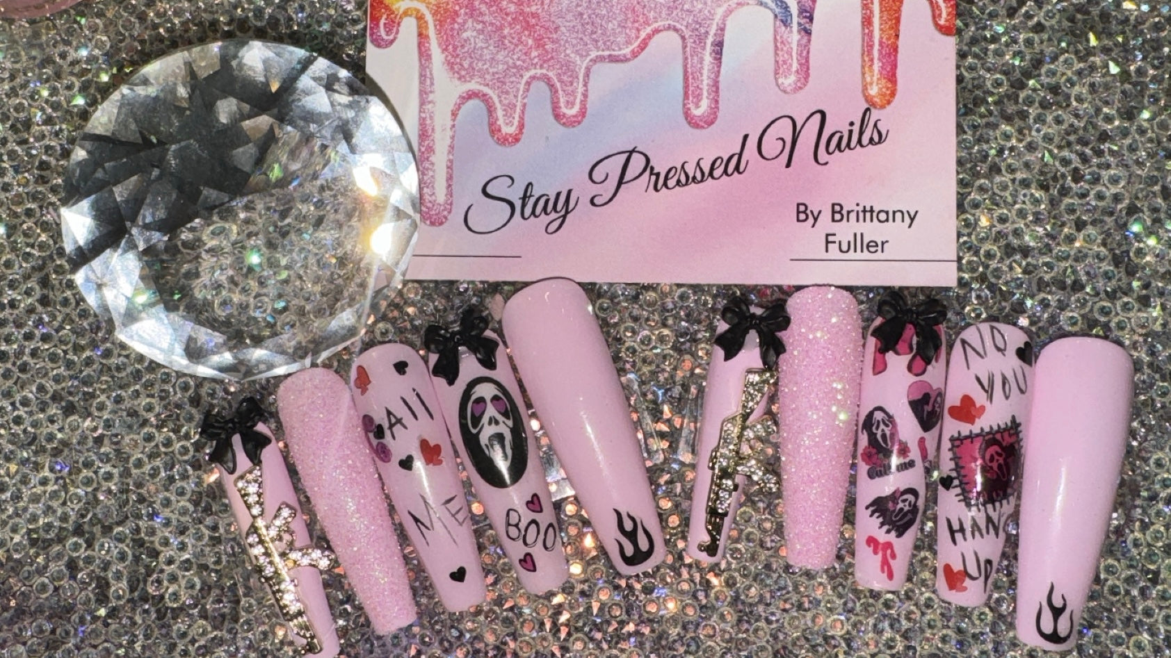 GhostFace Pink Princess Press On Nails