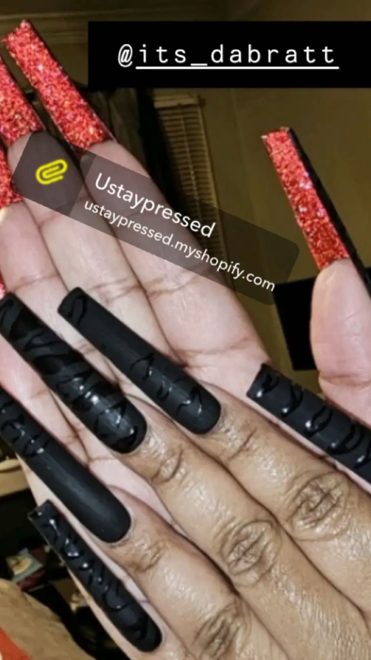 Black Matte & Glossy Red Bottom Press On Nails