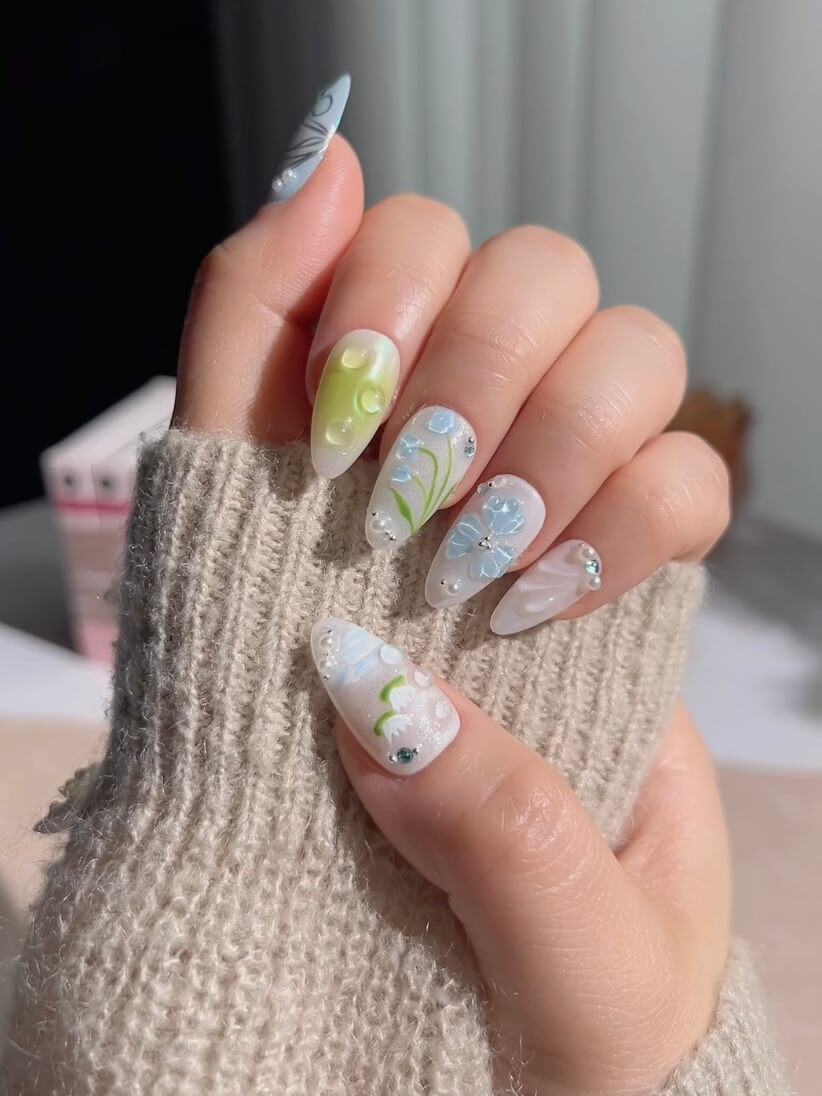 Handmade- Lotus Breeze Press On Nail Set