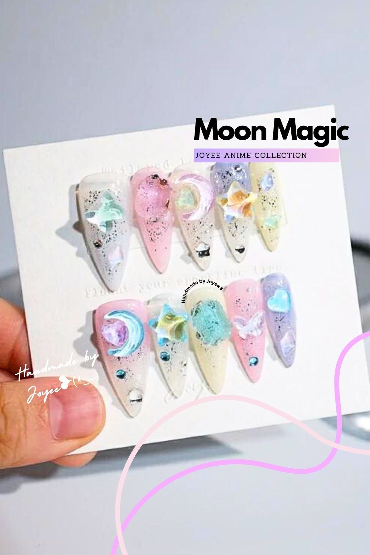 Rainbow-Medium-stiletto-nails-moon-magic