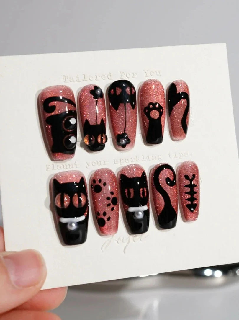 Red-medium-coffin-cat-eye-nails-Feline-Fantasy