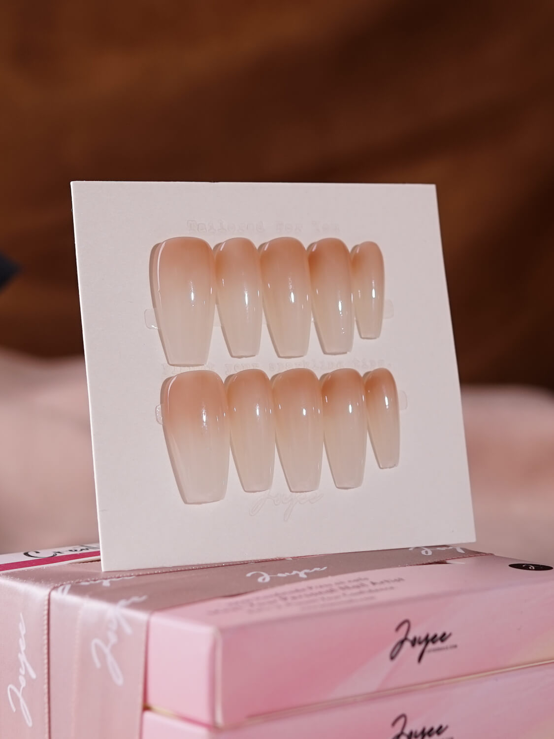 Orange Ombre Medium coffin nails - handmade