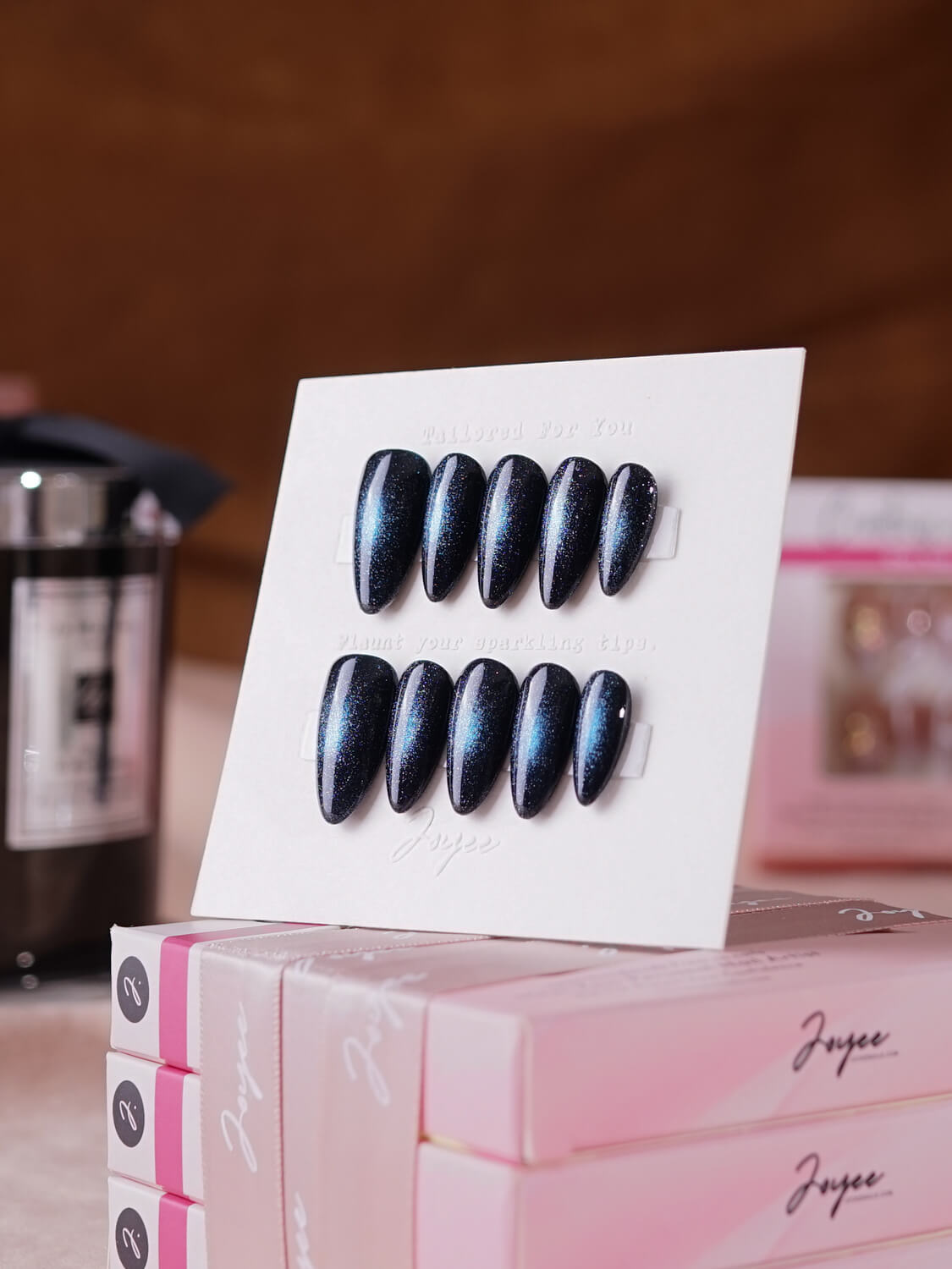 Cat-eye-nails-Deep-Space-Short-almond-Press-On-Nails