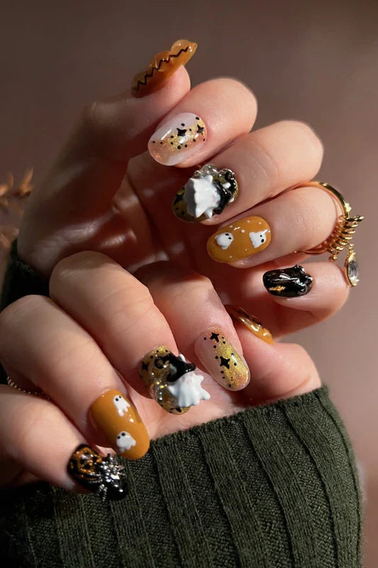 Handmade- Cute Ghost Bibi Press On Nail Set