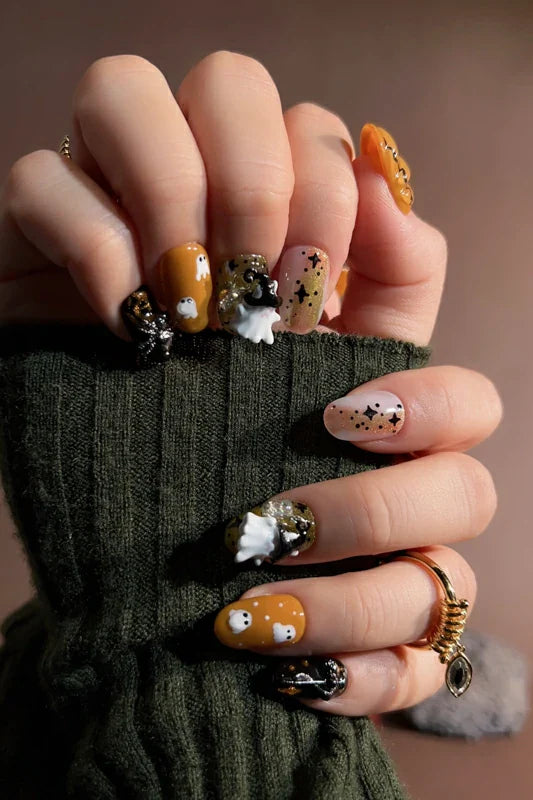 Handmade- Cute Ghost Bibi Press On Nail Set