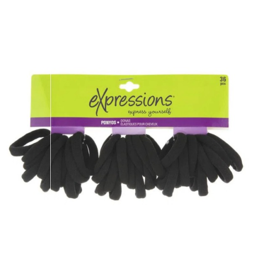 Expressions Black 36 Pieces Hair Elastics