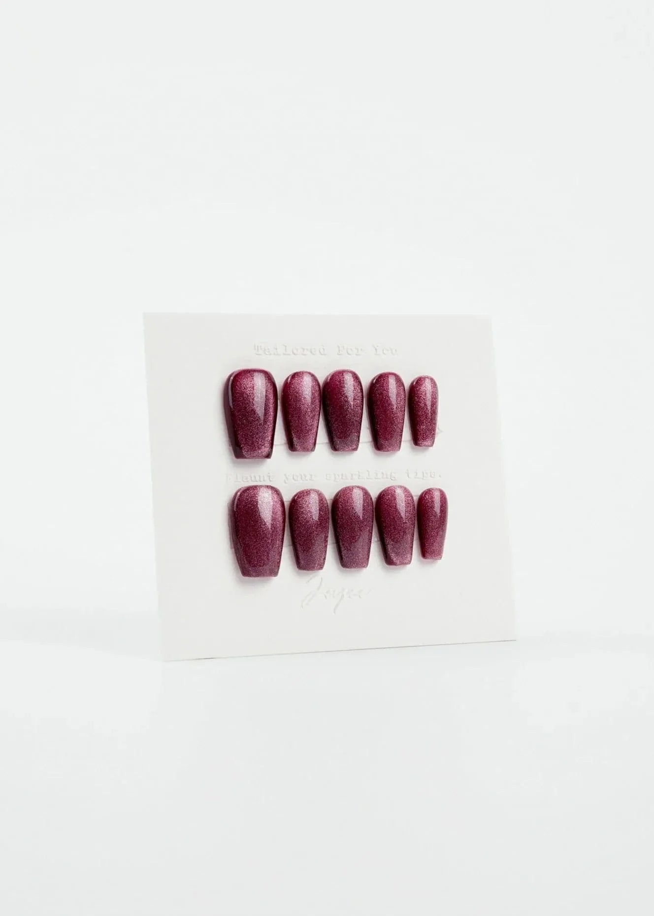 Handmade- Ruby Red Cat-eye Press On Nail Set