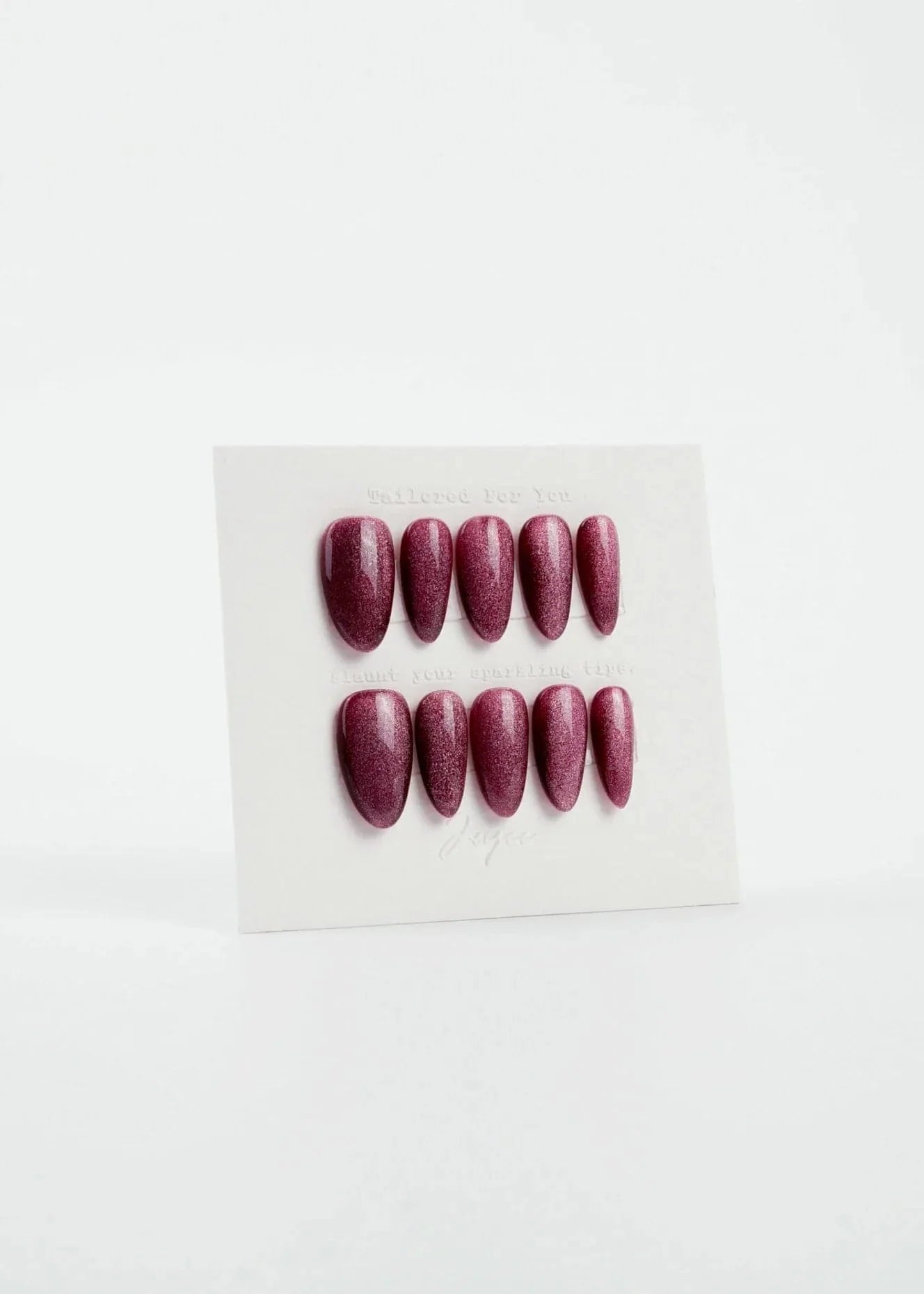 Handmade- Ruby Red Cat-eye Press On Nail Set