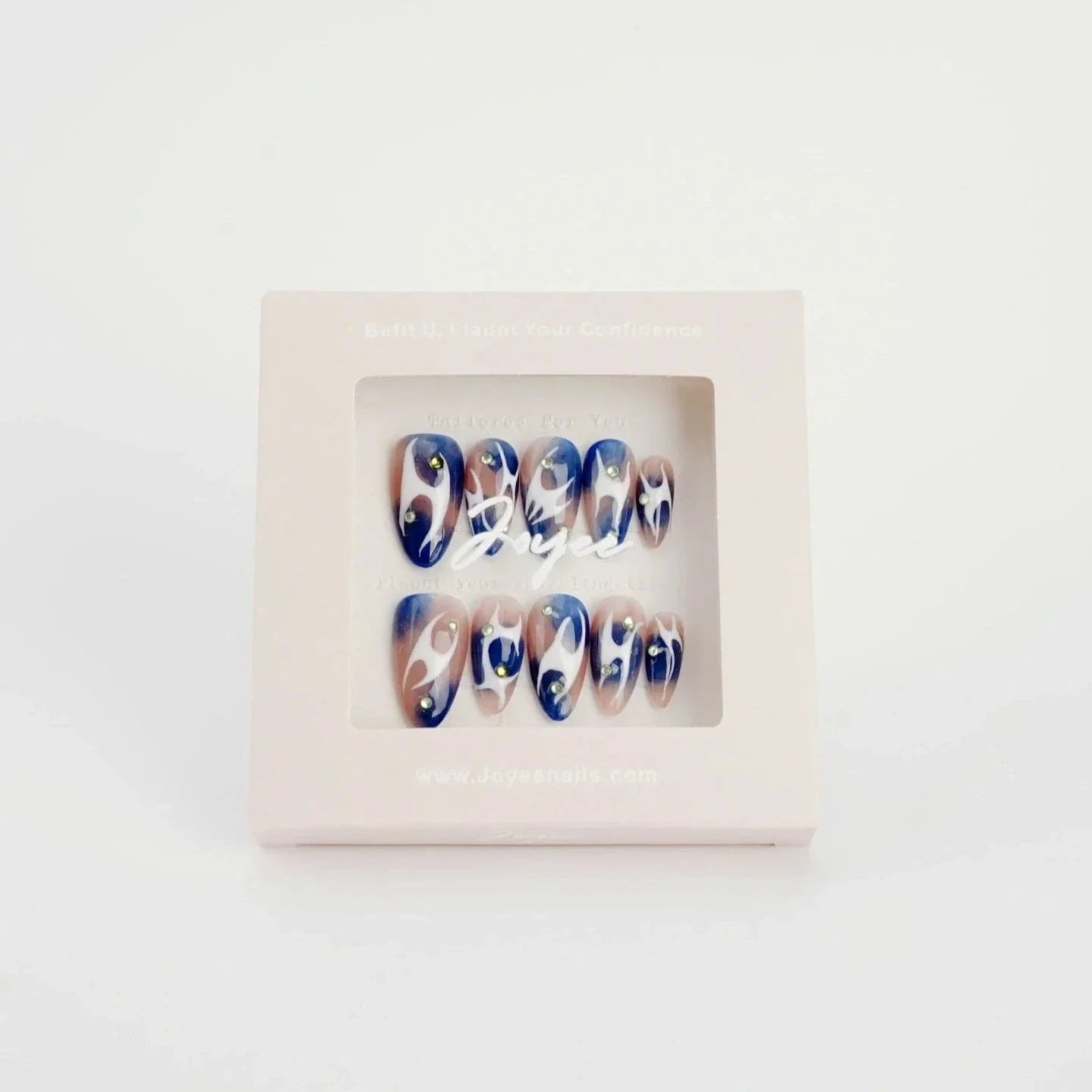 Handmade- Blue Fire nails Press On Nail Set