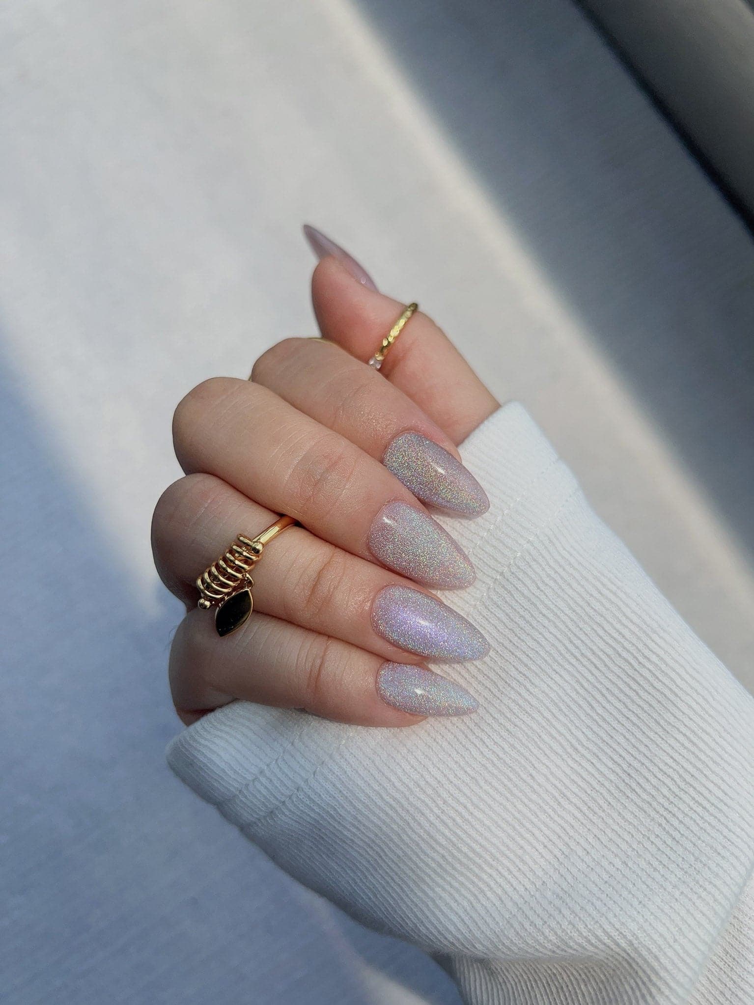 Handmade- Clean Rainbow Cat-eye Press On Nail Set