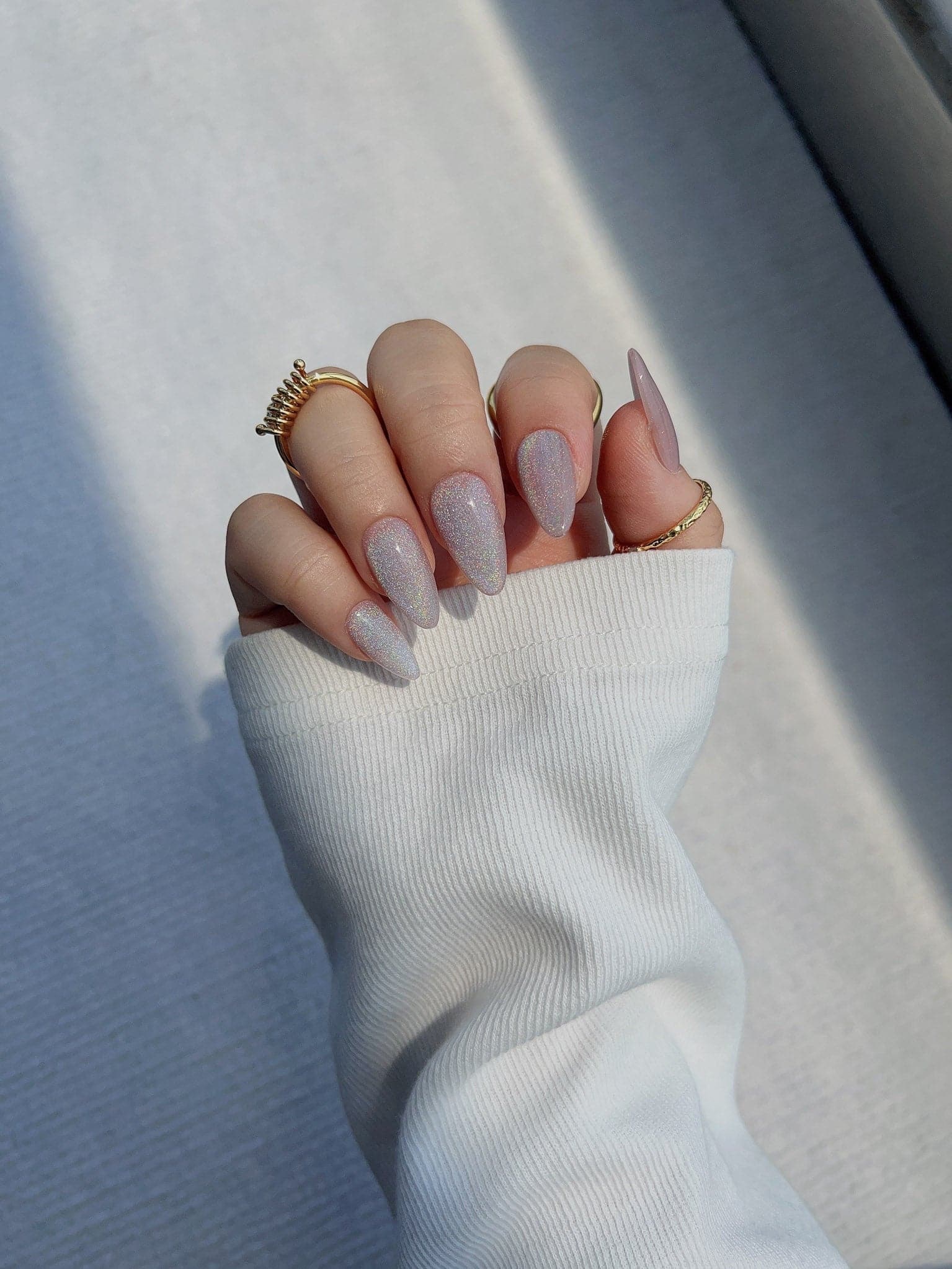 Handmade- Clean Rainbow Cat-eye Press On Nail Set