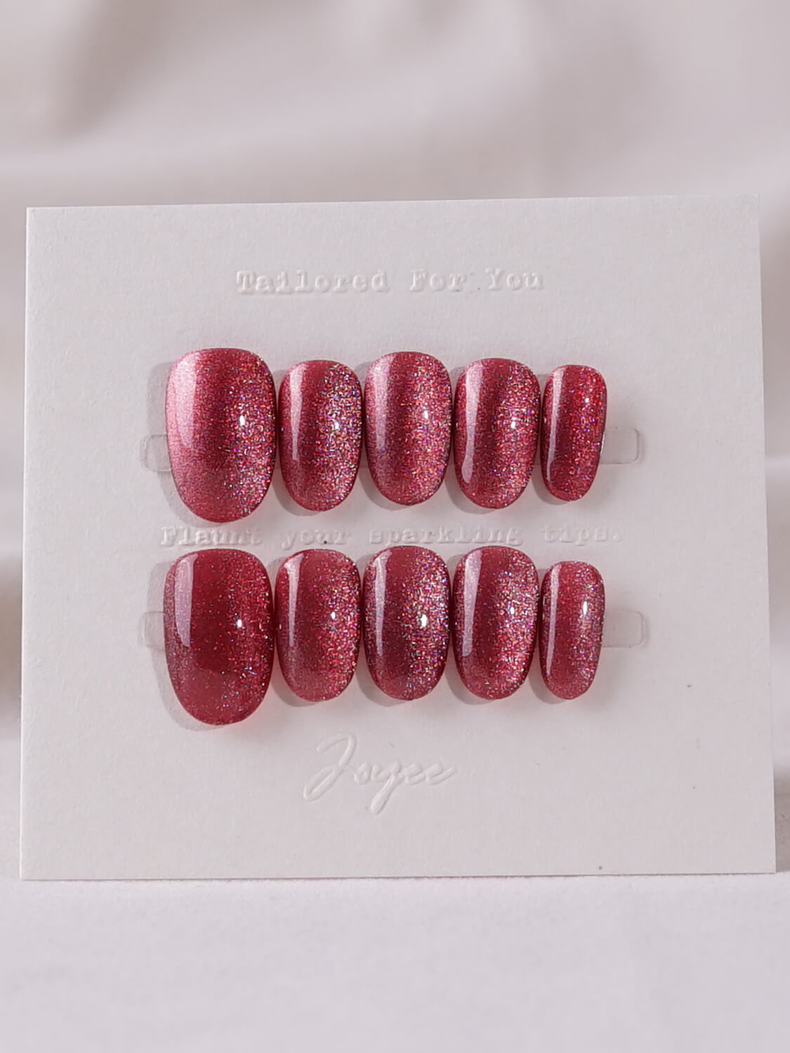 Handmade- Burgundy Cat-eye Press On Nail Set
