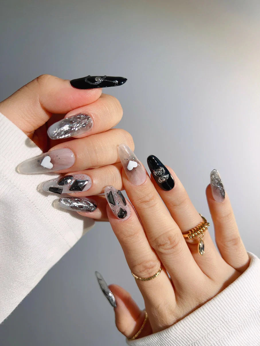 Handmade- Dark Ice Press On Nail Set