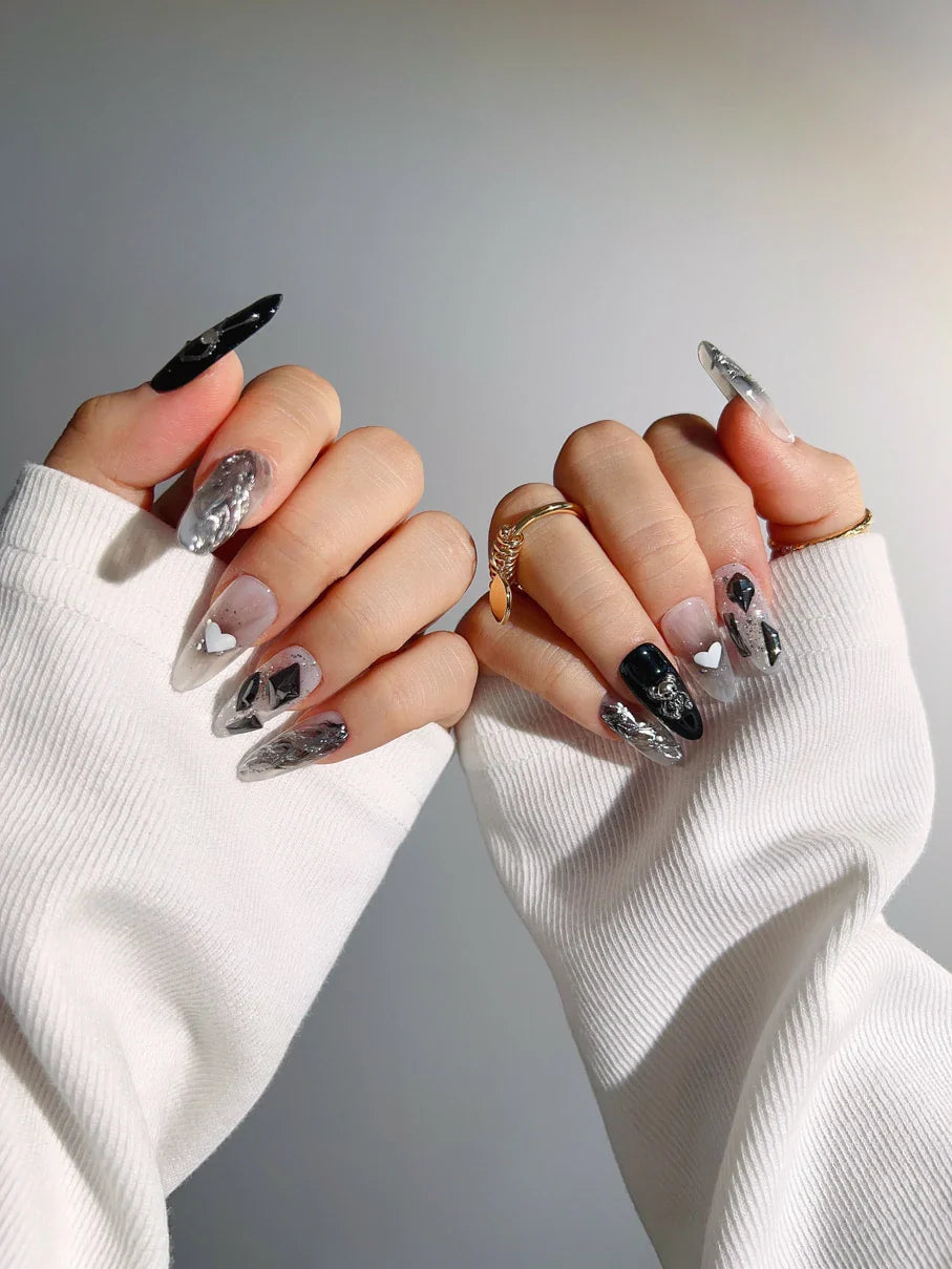 Handmade- Dark Ice Press On Nail Set