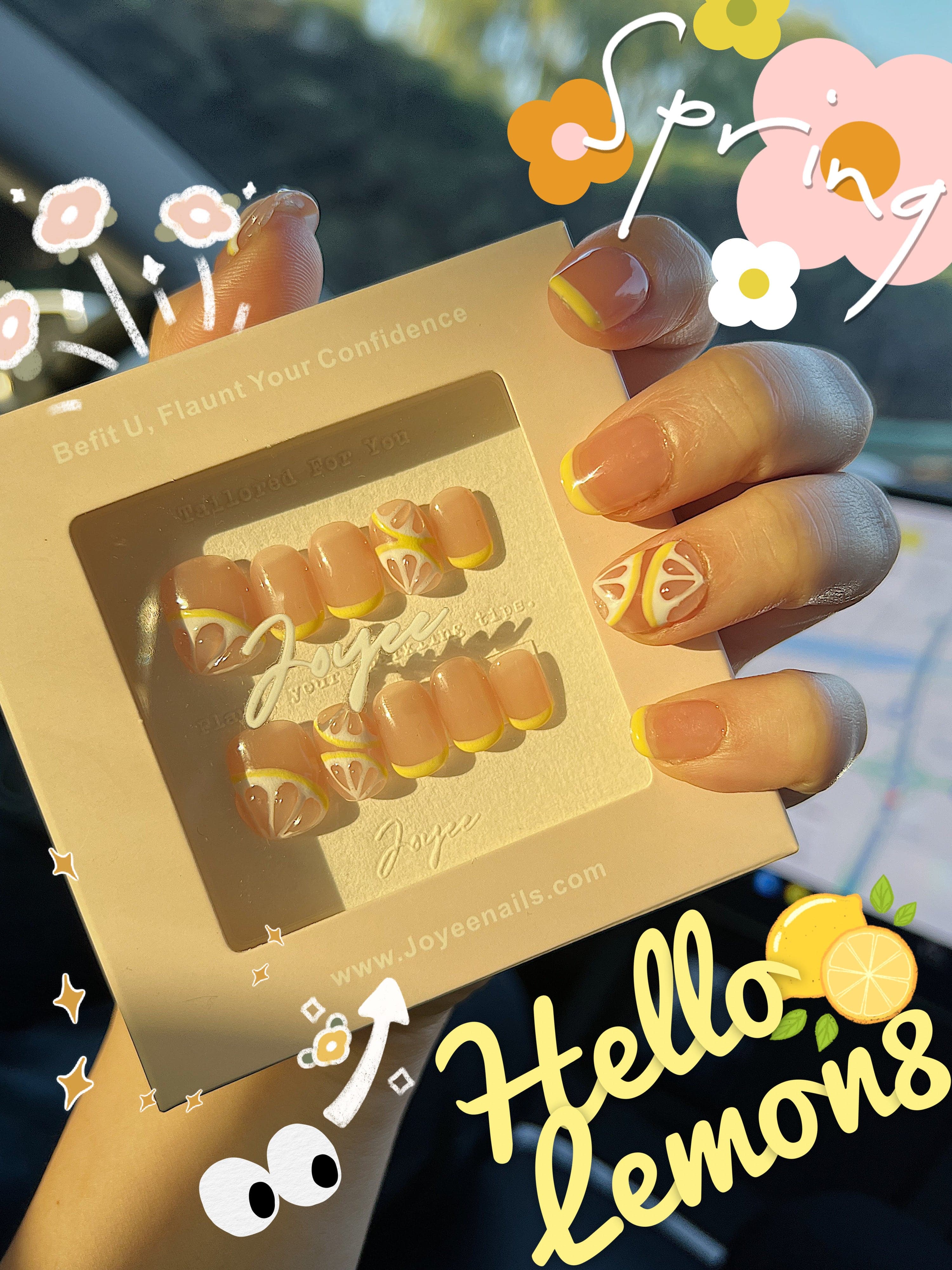 Handmade- Lemon8❤️ Short Squoval Press On Nail Set