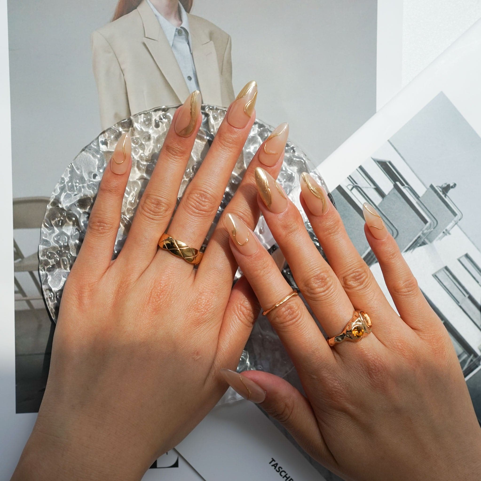 Handmade- Poetic Glamour Nude Press On Nail Set