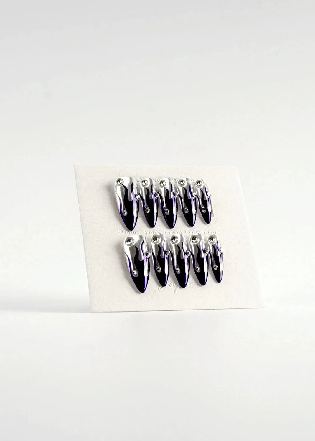 Handmade- Purple flame Med Stiletto Press On Nail Set