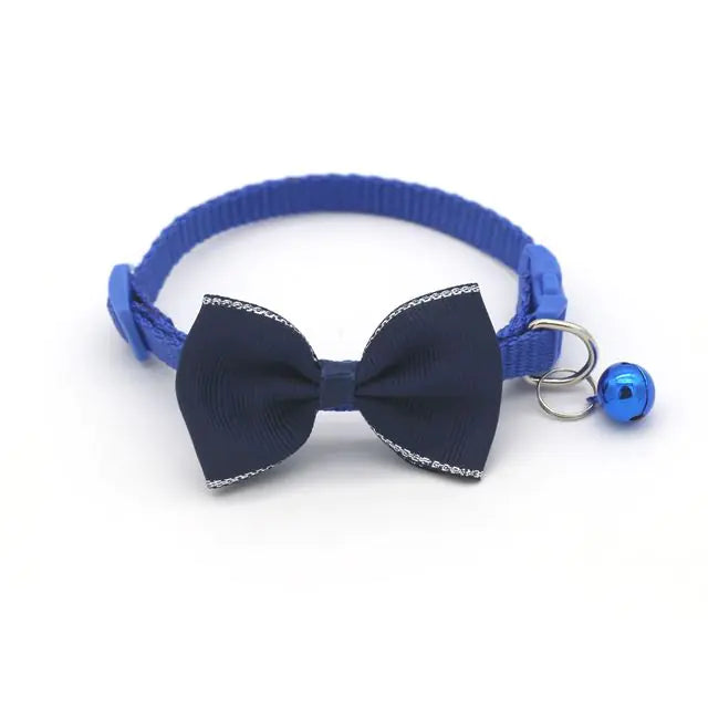 Bow and Bell Pet Collar Blue