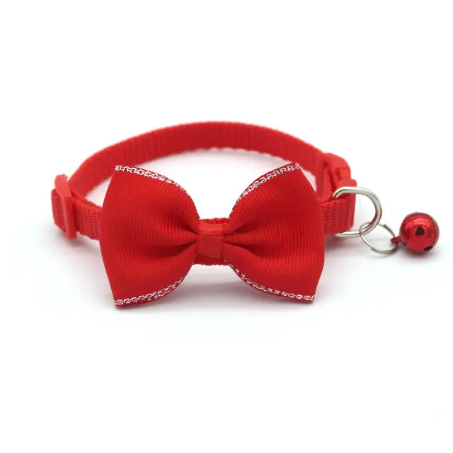 Bow and Bell Pet Collar Red
